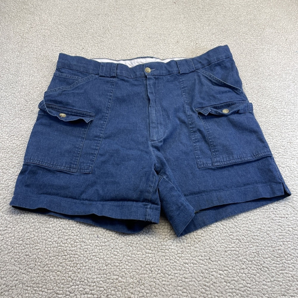 Sportif USA Shorts Mens 40 Blue Denim Frequent Traveller Cargo Pockets